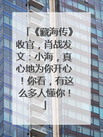 《藏海传》收官，肖战发文：小海，真心地为你开心！你看，有这么多人懂你！