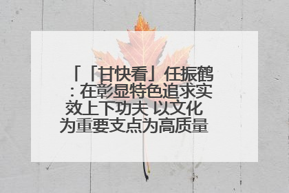 「甘快看」任振鹤：在彰显特色追求实效上下功夫 以文化为重要支点为高质量发展增添动能