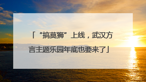 “搞莫狮”上线，武汉方言主题乐园年底也要来了