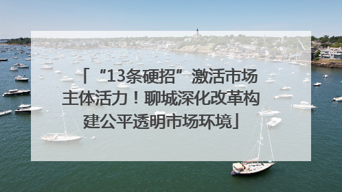 “13条硬招”激活市场主体活力！聊城深化改革构建公平透明市场环境