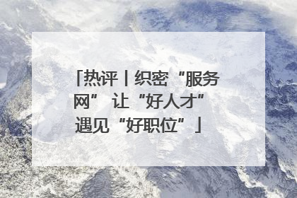 热评丨织密“服务网” 让“好人才”遇见“好职位”