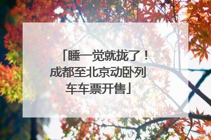 睡一觉就拢了！成都至北京动卧列车车票开售
