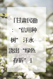 甘肃民勤：“信用种树” 汗水浇出“绿色存折”
