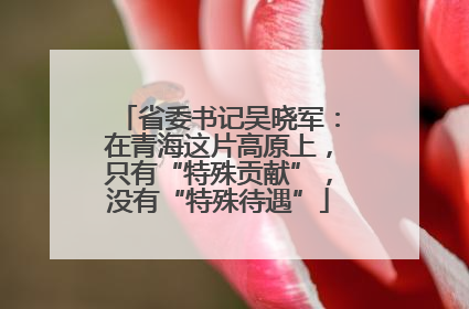 省委书记吴晓军：在青海这片高原上，只有“特殊贡献”，没有“特殊待遇”