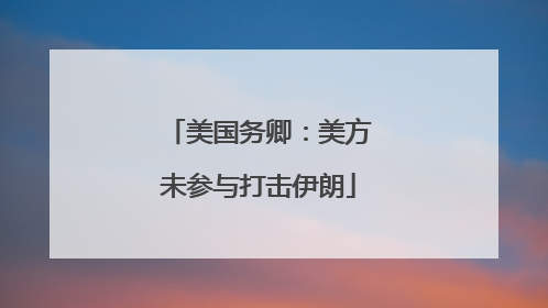 美国务卿：美方未参与打击伊朗