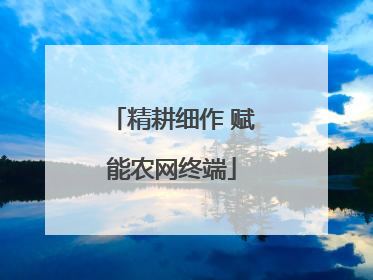 精耕细作 赋能农网终端