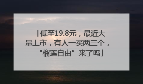 低至19.8元，最近大量上市，有人一买两三个，“榴莲自由”来了吗