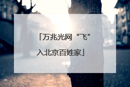 万兆光网“飞”入北京百姓家