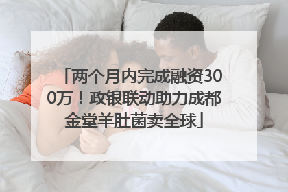 两个月内完成融资300万！政银联动助力成都金堂羊肚菌卖全球