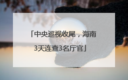 中央巡视收尾，海南3天连查3名厅官