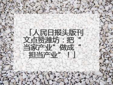 人民日报头版刊文点赞潍坊：把“当家产业”做成“担当产业”！