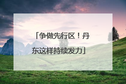 争做先行区！丹东这样持续发力