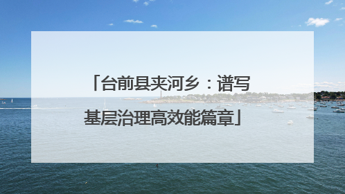 台前县夹河乡：谱写基层治理高效能篇章