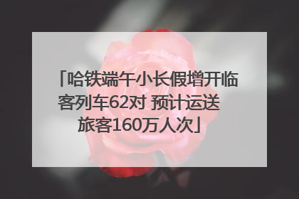 哈铁端午小长假增开临客列车62对 预计运送旅客160万人次