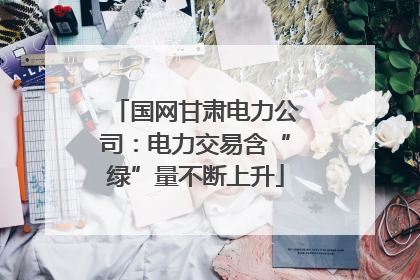 国网甘肃电力公司：电力交易含“绿”量不断上升