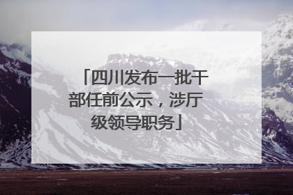 四川发布一批干部任前公示，涉厅级领导职务