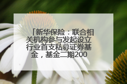 新华保险：联合相关机构参与发起设立行业首支私募证券基金，基金二期200亿元已募集完毕