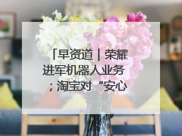 早资道｜荣耀进军机器人业务；淘宝对“安心鉴”服务进行逐步下线调整