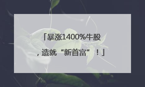暴涨1400%牛股，造就“新首富”！