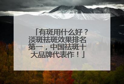 有斑用什么好？淡斑祛斑效果排名第一，中国祛斑十大品牌代表作！