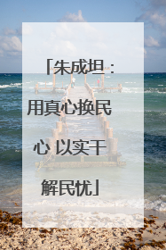 朱成坦：用真心换民心 以实干解民忧