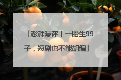 澎湃漫评丨一胎生99子，短剧也不能胡编