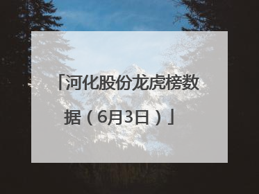 河化股份龙虎榜数据（6月3日）