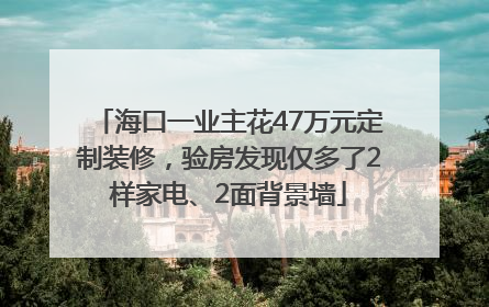 海口一业主花47万元定制装修，验房发现仅多了2样家电、2面背景墙