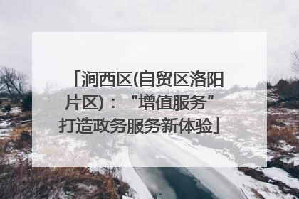 涧西区(自贸区洛阳片区)：“增值服务”打造政务服务新体验
