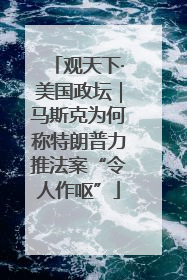 观天下·美国政坛｜马斯克为何称特朗普力推法案“令人作呕”