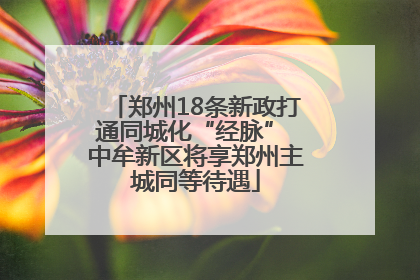 郑州18条新政打通同城化“经脉” 中牟新区将享郑州主城同等待遇