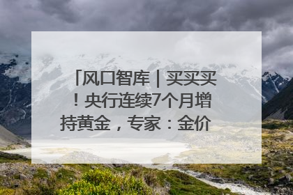 风口智库｜买买买！央行连续7个月增持黄金，专家：金价或仍易涨难跌