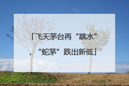 飞天茅台再“跳水”，“蛇茅”跌出新低