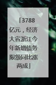 3788亿元，经济大省浙江今年新增债务限额同比涨两成